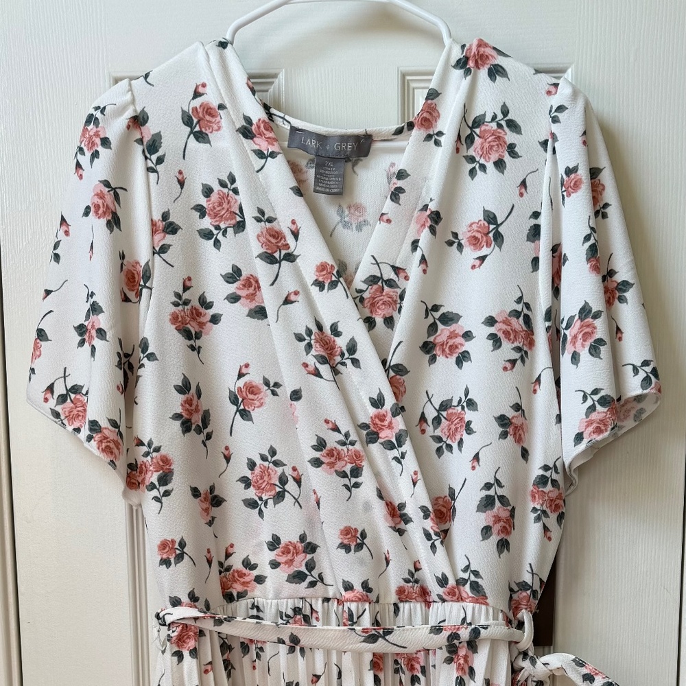 White/Floral Midi Dress